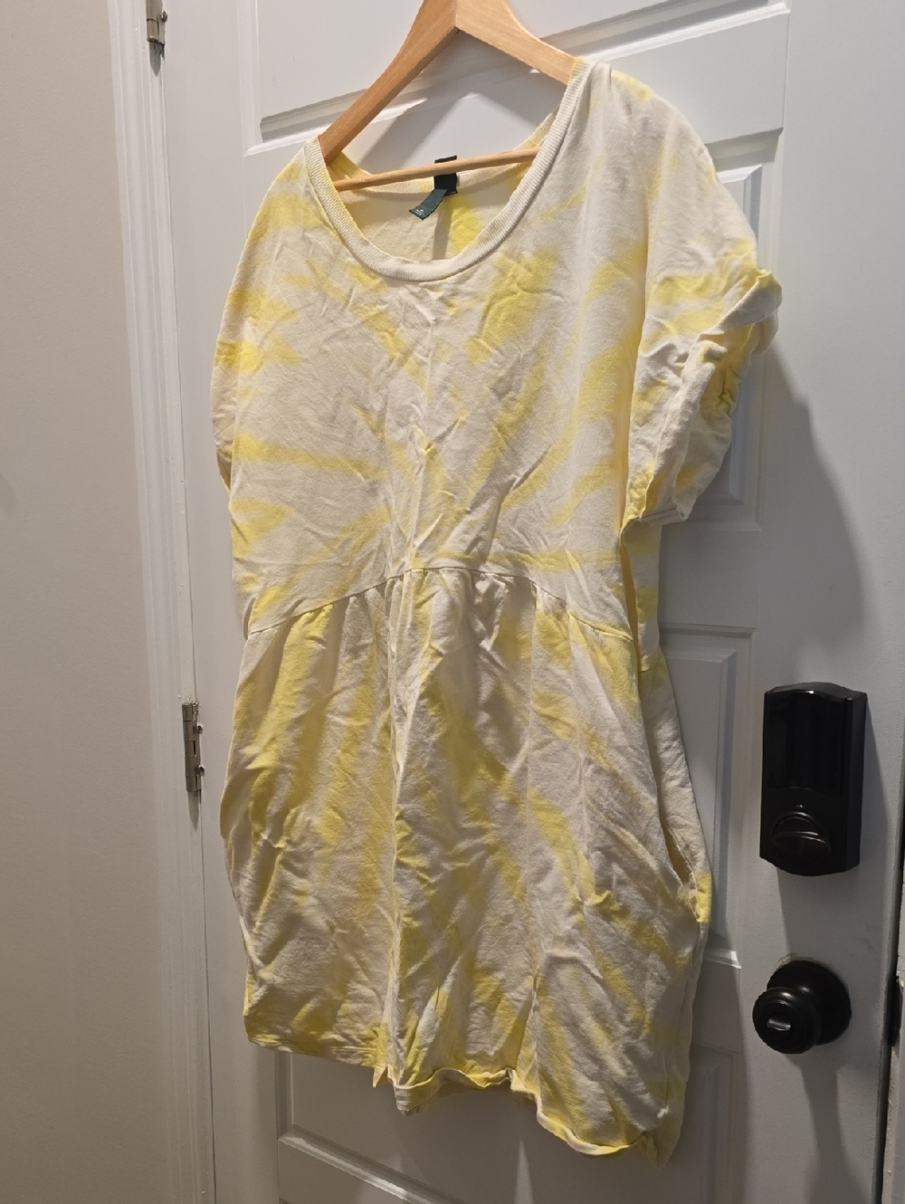 wild fable Yellow & White Tie-Dye Short Sleeve Tunic